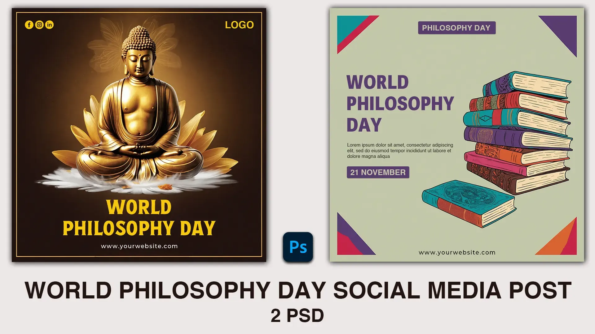 World Philosophy Day Instagram Post with Buddha Statue and Enlightenment Theme image